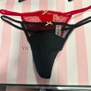 Victoria's Secret Red and Black Lace Thong set